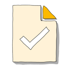 Das Bild zeigt ein einfaches Symbol von einem Blatt Papier. Das Blatt ist hell dargestellt und hat oben eine umgeknickte Ecke. Auf dem Papier ist ein großes Häkchen zu sehen. Das Häkchen steht für erledigte Aufgaben, richtige Lösungen und praktische Umsetzung. Das Symbol wirkt klar und leicht verständlich. Es steht dafür, dass Wissen nicht nur erklärt, sondern auch angewendet wird. Das Bild passt zum Thema Firmenseminare-Praxisbezug im Fokus. Es zeigt, dass in Firmenseminaren das Gelernte direkt ausprobiert und im Alltag genutzt werden kann.